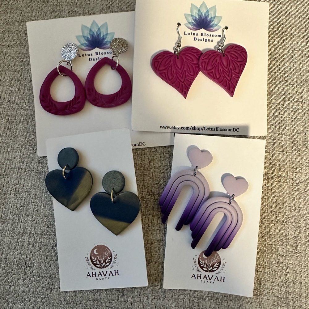 NEW 4 Pairs Brand New Polymer Clay Earrings Hypoallergenic Nickel Free